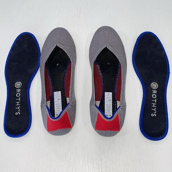 Rothy’s shale cherry red ribbon stripe ballet flats size 9 - Picture 8 of 14